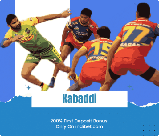 Mobile screen displaying Kabaddi betting options with live odds.